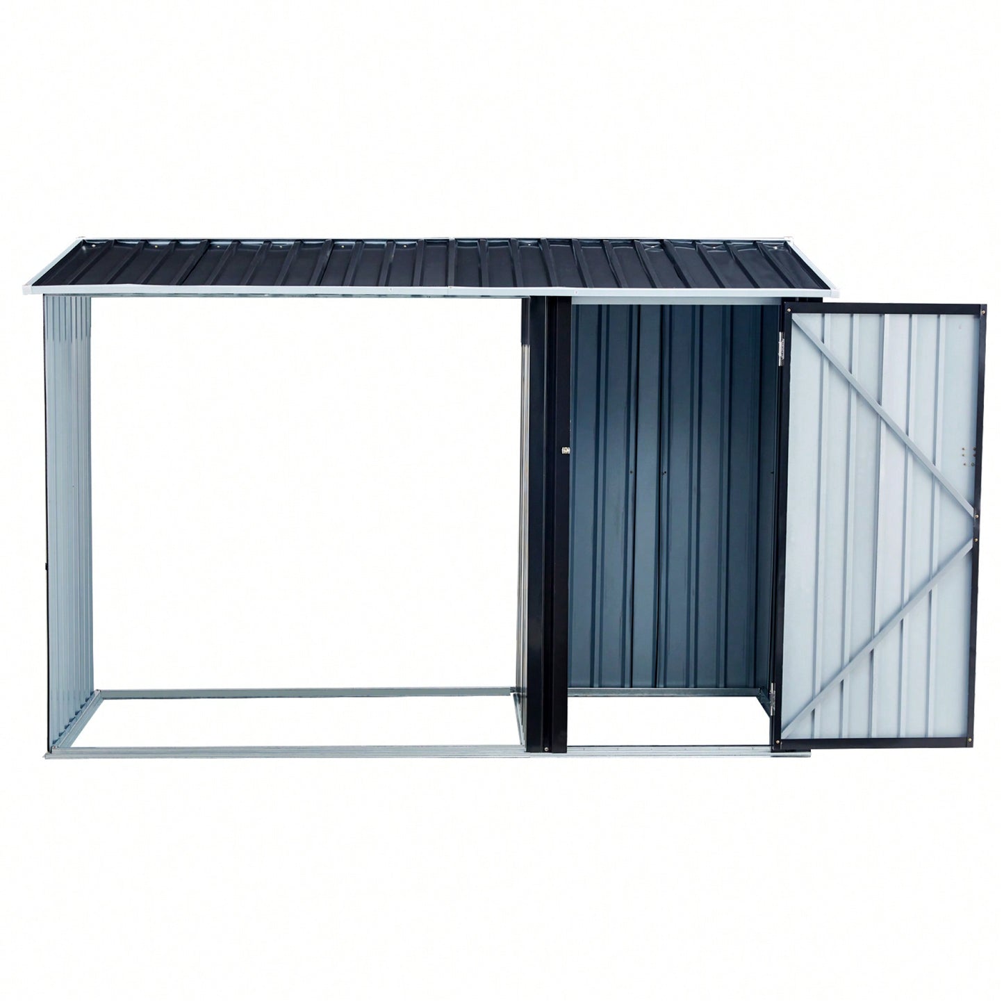 Outdoor Firewood Storage Shed With Galvanized Steel Log Holder For Patio