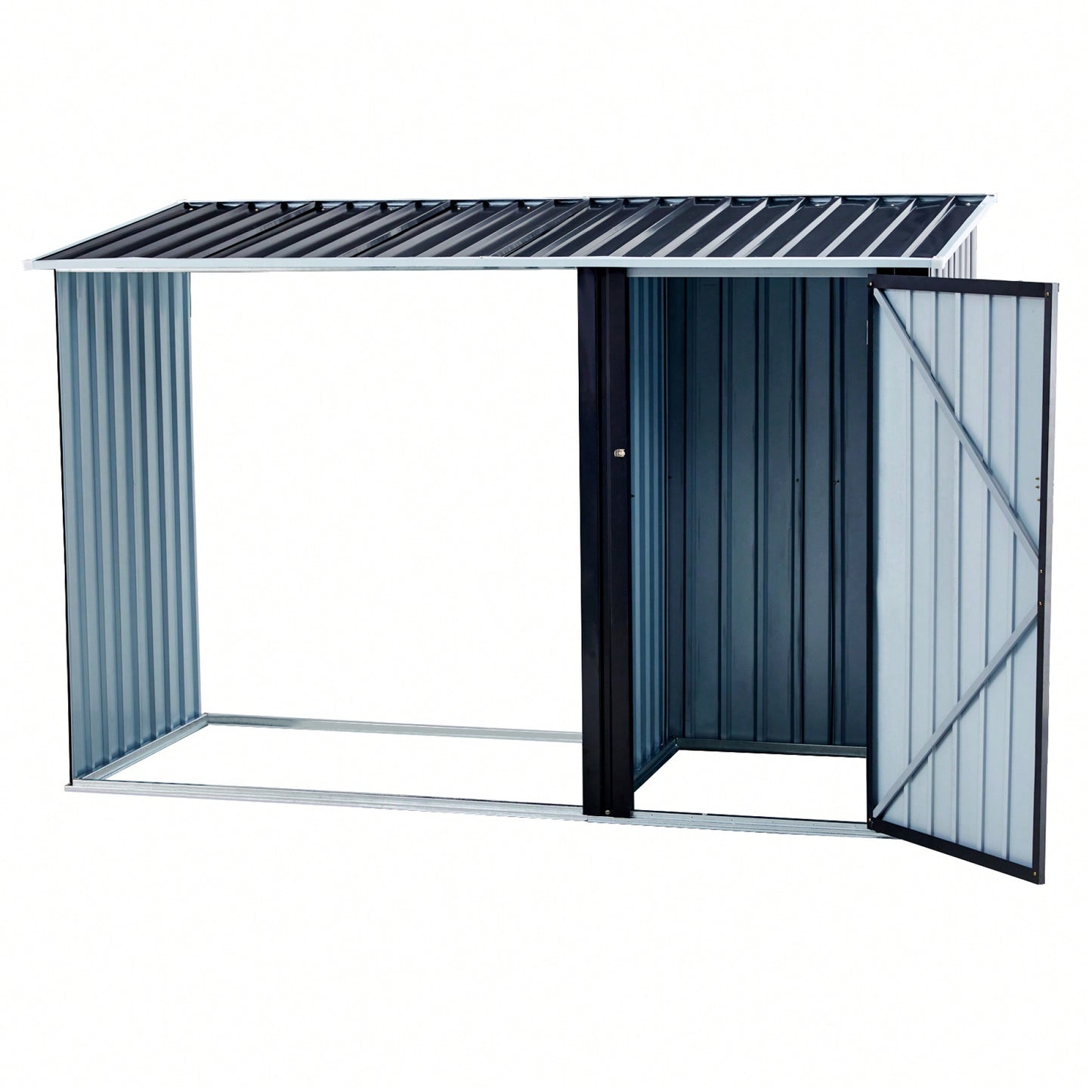 Outdoor Firewood Storage Shed With Galvanized Steel Log Holder For Patio