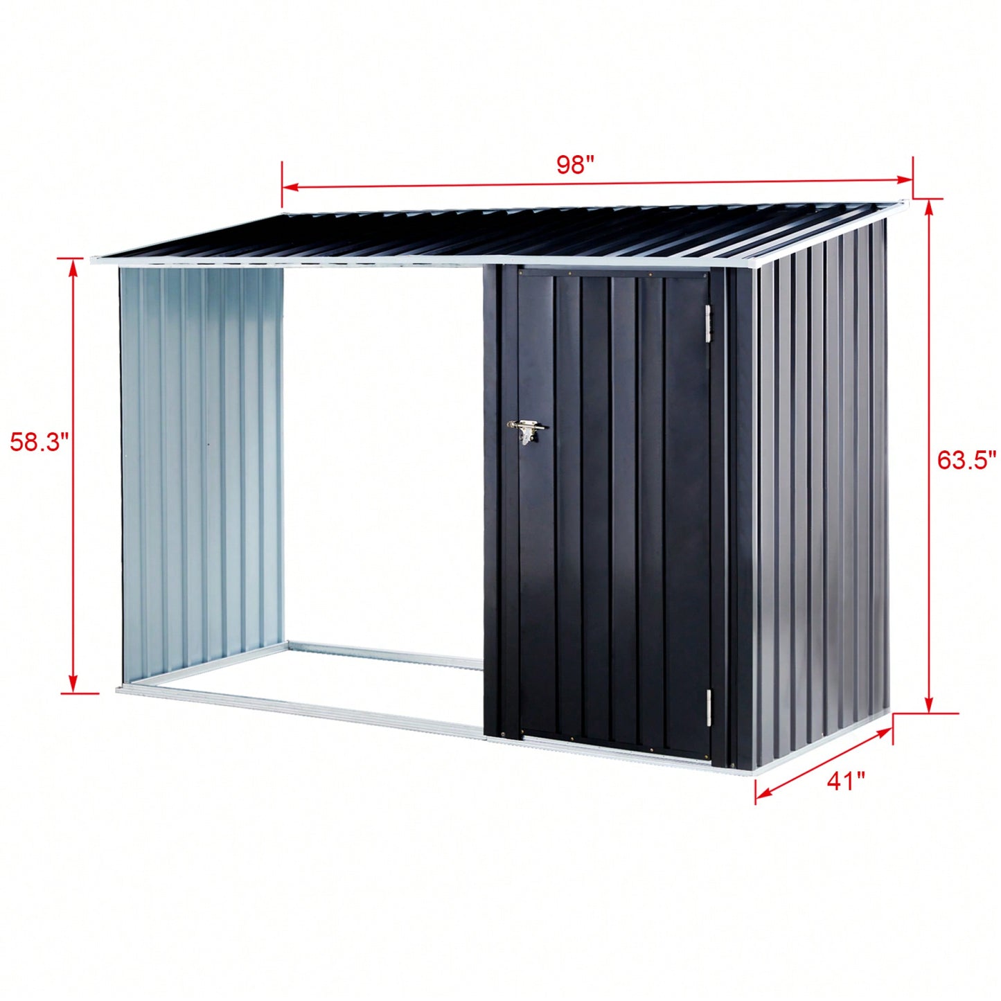 Outdoor Firewood Storage Shed With Galvanized Steel Log Holder For Patio