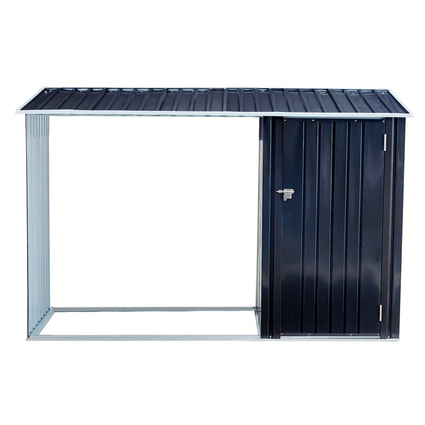 Outdoor Firewood Storage Shed With Galvanized Steel Log Holder For Patio