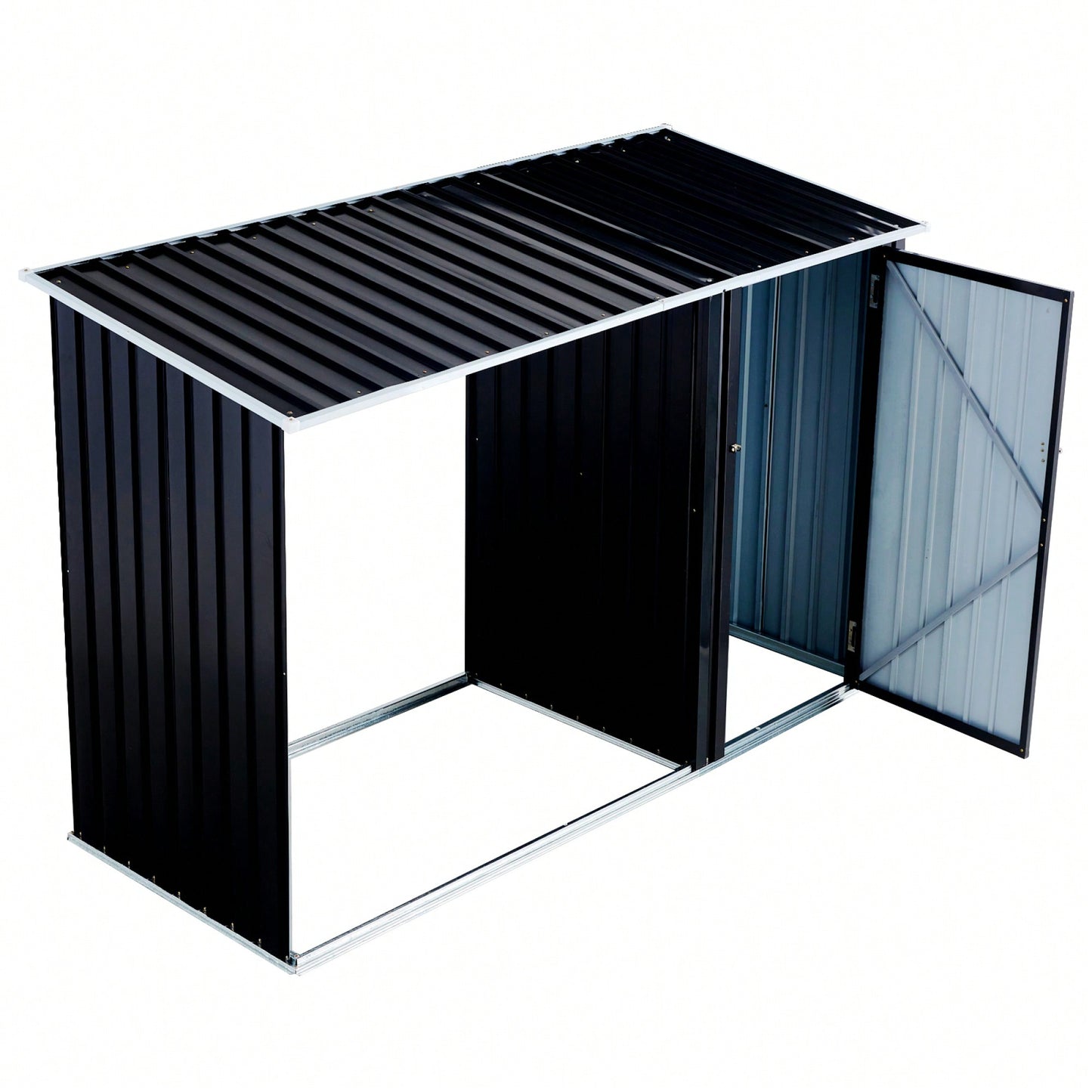 Outdoor Firewood Storage Shed With Galvanized Steel Log Holder For Patio