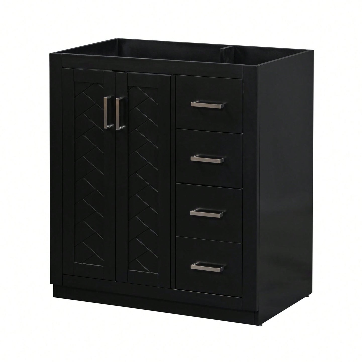 30 Inch Solid Wood Bathroom Vanity Cabinet Freestanding Storage Unit With 3 Drawers And Soft Closing Doors