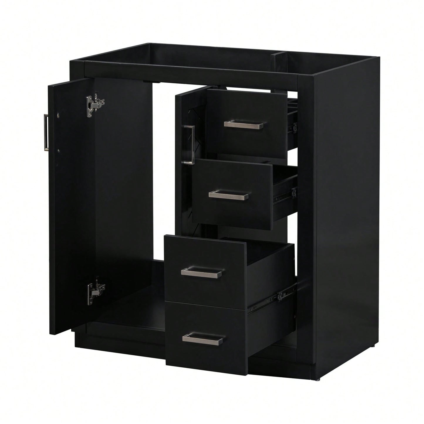 30 Inch Solid Wood Bathroom Vanity Cabinet Freestanding Storage Unit With 3 Drawers And Soft Closing Doors
