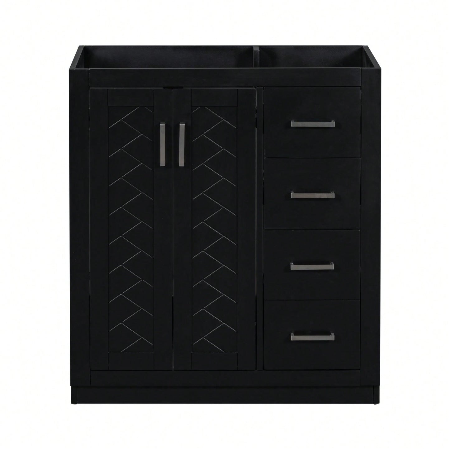 30 Inch Solid Wood Bathroom Vanity Cabinet Freestanding Storage Unit With 3 Drawers And Soft Closing Doors