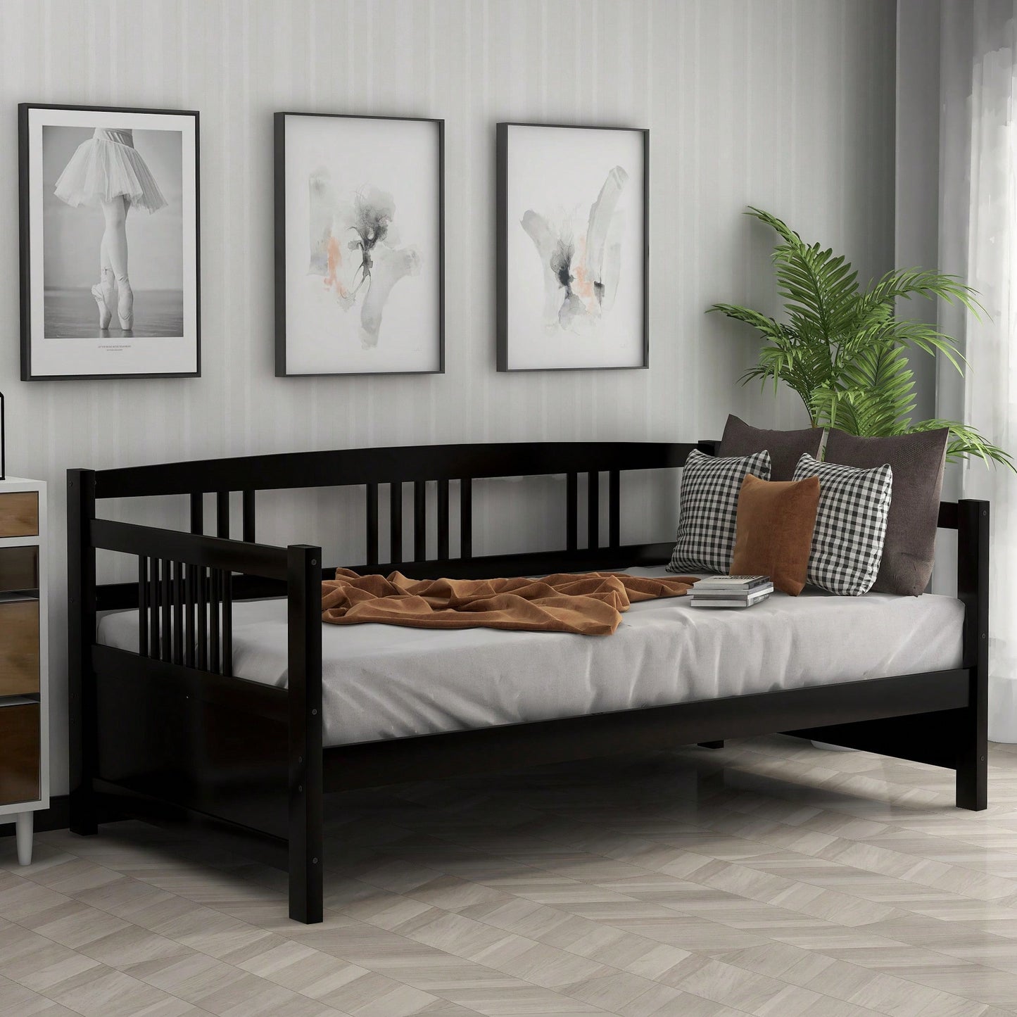 Multifunctional Twin Size Espresso Solid Wood Daybed For Stylish Space Saving Solutions