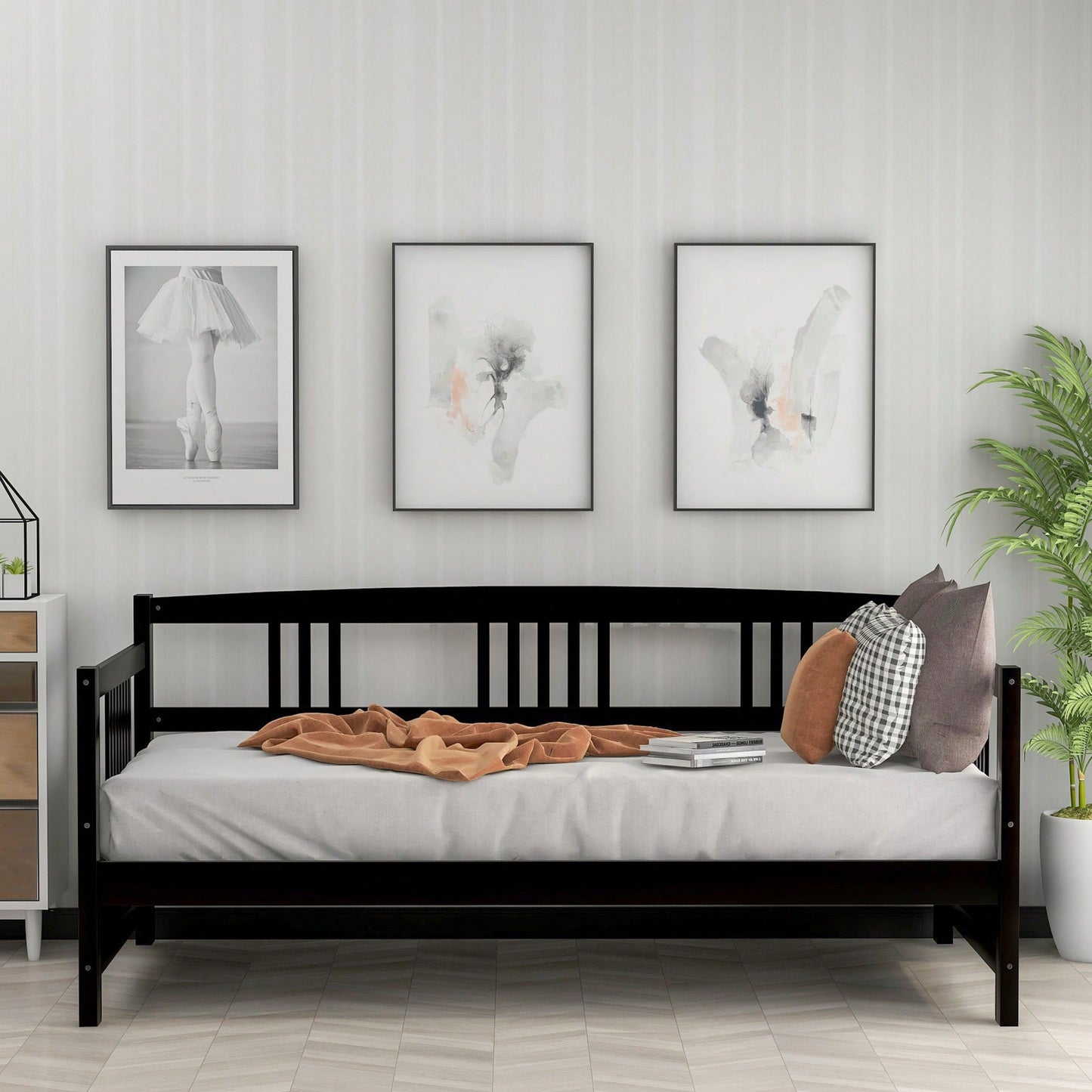 Multifunctional Twin Size Espresso Solid Wood Daybed For Stylish Space Saving Solutions