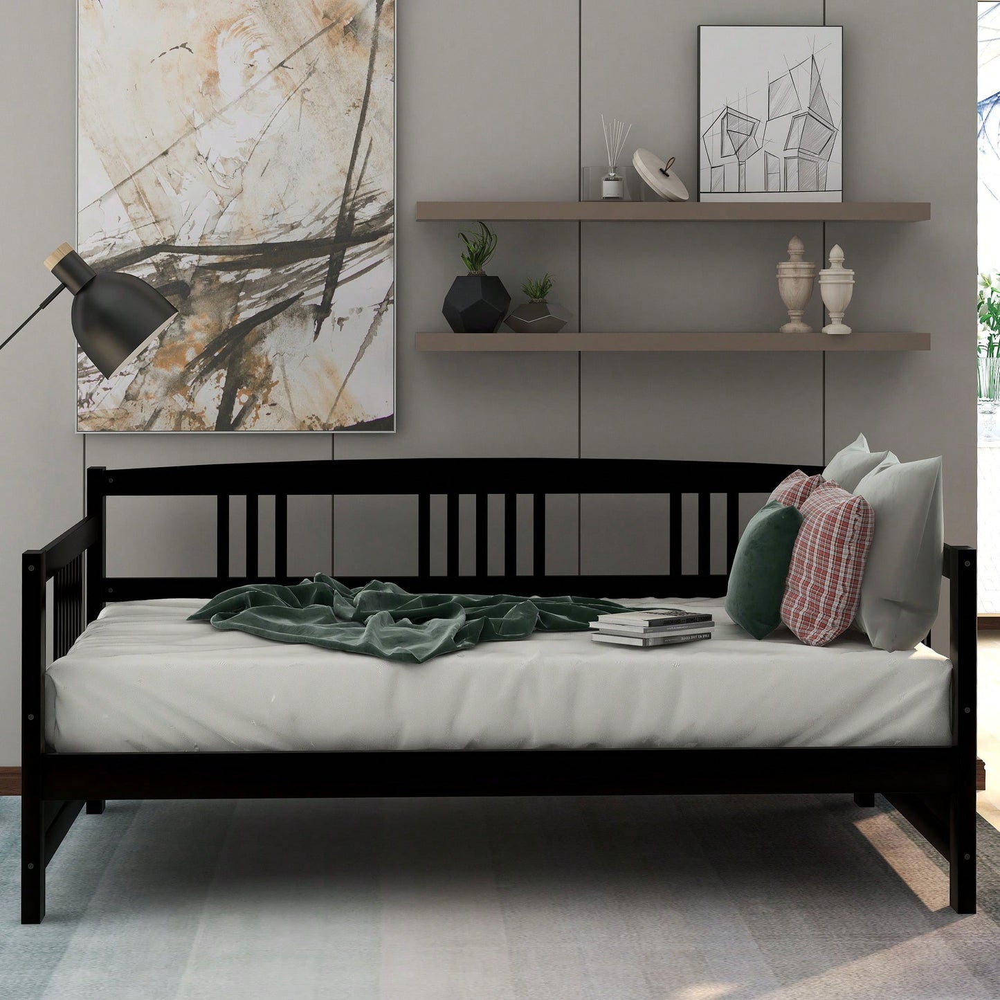 Multifunctional Twin Size Espresso Solid Wood Daybed For Stylish Space Saving Solutions
