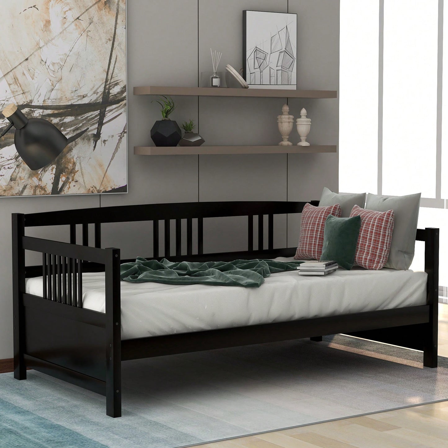 Multifunctional Twin Size Espresso Solid Wood Daybed For Stylish Space Saving Solutions