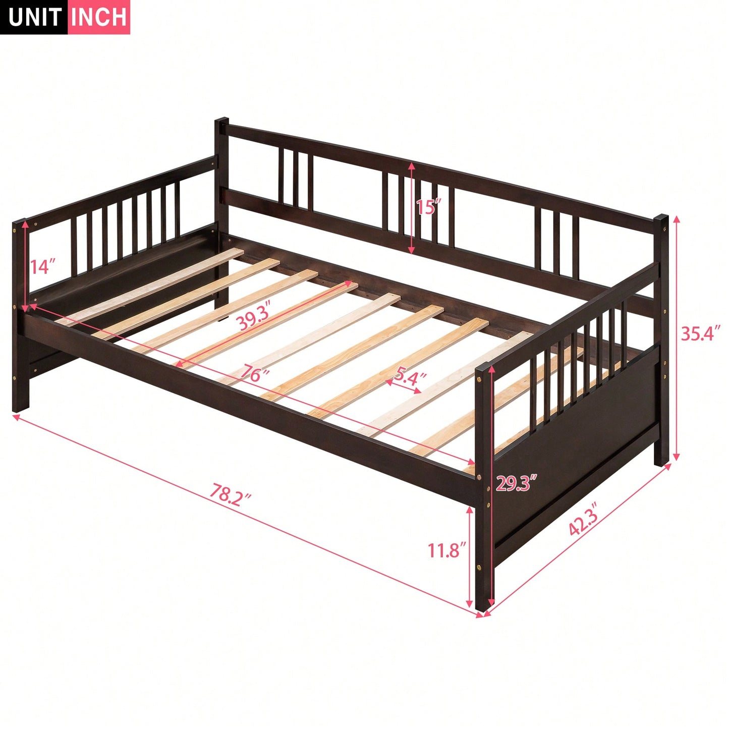 Multifunctional Twin Size Espresso Solid Wood Daybed For Stylish Space Saving Solutions