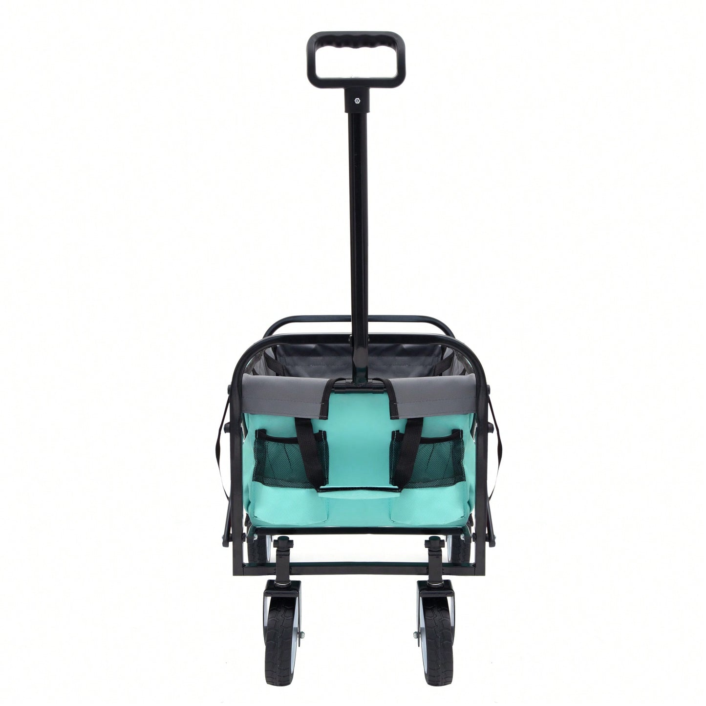 Collapsible Foldable Utility Wagon Cart With Strapping System For Beach Camping Shopping Gardening Fishing Supports 225lbs All-Terrain Wheels Black