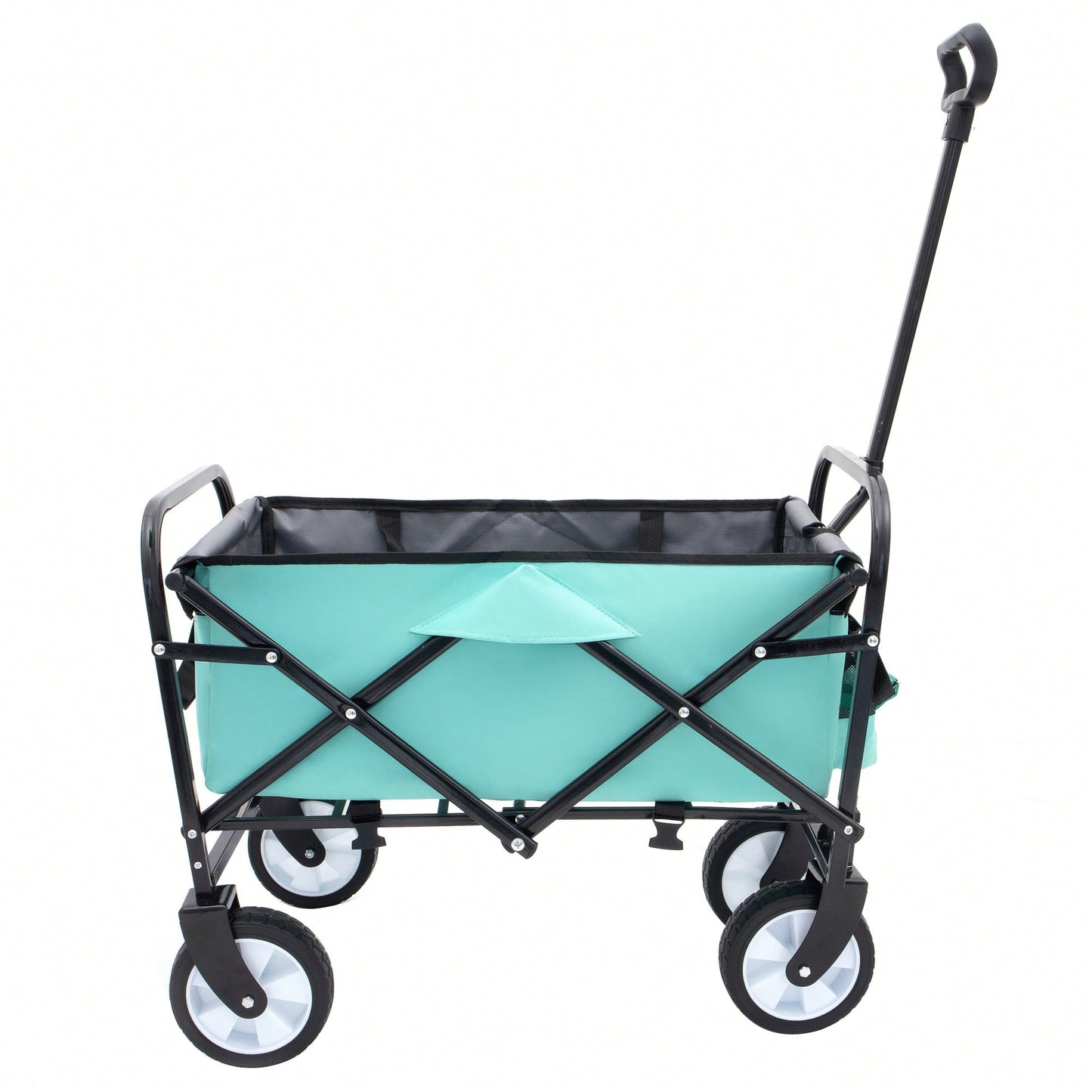 Collapsible Foldable Utility Wagon Cart With Strapping System For Beach Camping Shopping Gardening Fishing Supports 225lbs All-Terrain Wheels Black