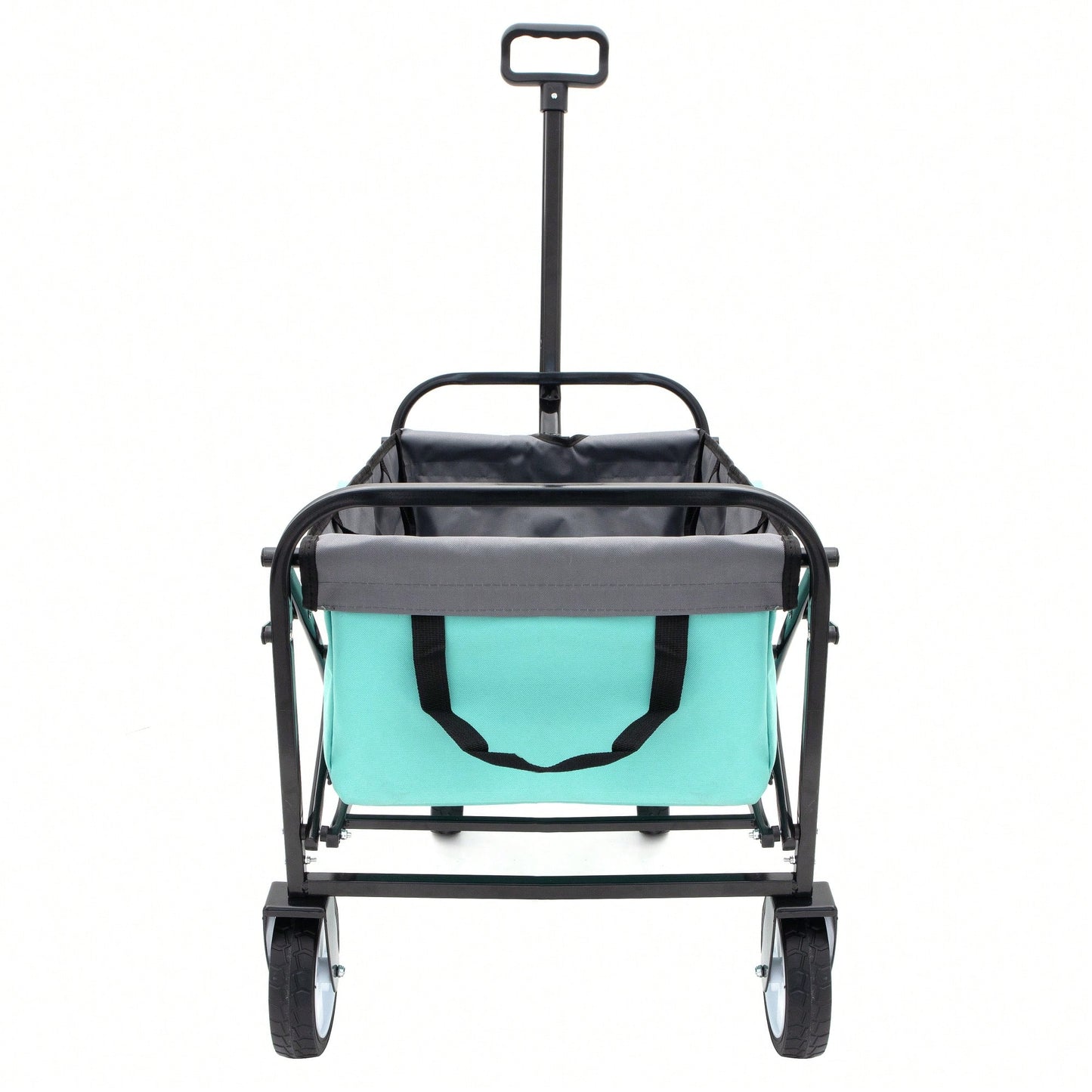 Collapsible Foldable Utility Wagon Cart With Strapping System For Beach Camping Shopping Gardening Fishing Supports 225lbs All-Terrain Wheels Black