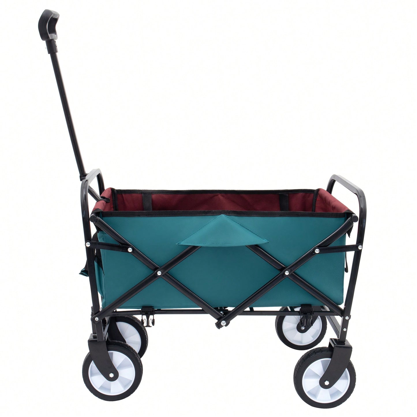 Collapsible Foldable Utility Wagon Cart With Strapping System For Beach Camping Shopping Gardening Fishing Supports 225lbs All-Terrain Wheels Black