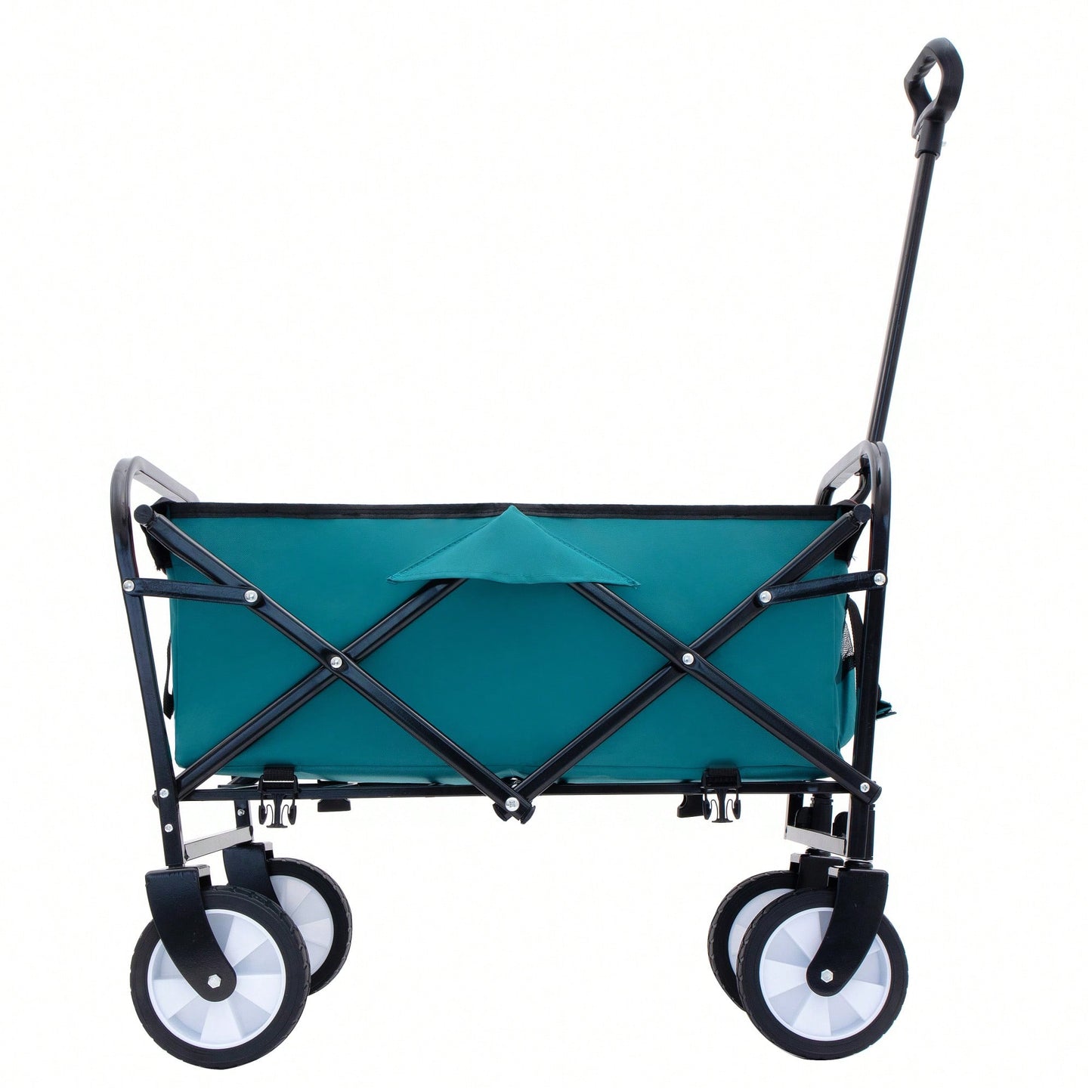 Collapsible Foldable Utility Wagon Cart With Strapping System For Beach Camping Shopping Gardening Fishing Supports 225lbs All-Terrain Wheels Black