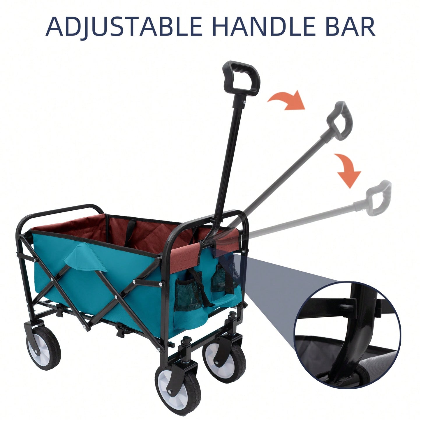 Collapsible Foldable Utility Wagon Cart With Strapping System For Beach Camping Shopping Gardening Fishing Supports 225lbs All-Terrain Wheels Black