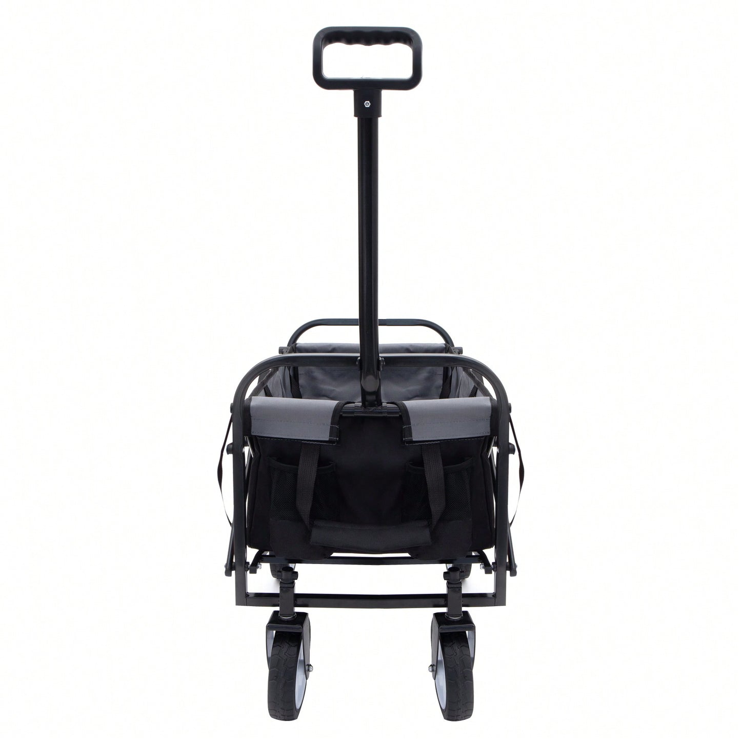 Collapsible Foldable Utility Wagon Cart With Strapping System For Beach Camping Shopping Gardening Fishing Supports 225lbs All-Terrain Wheels Black