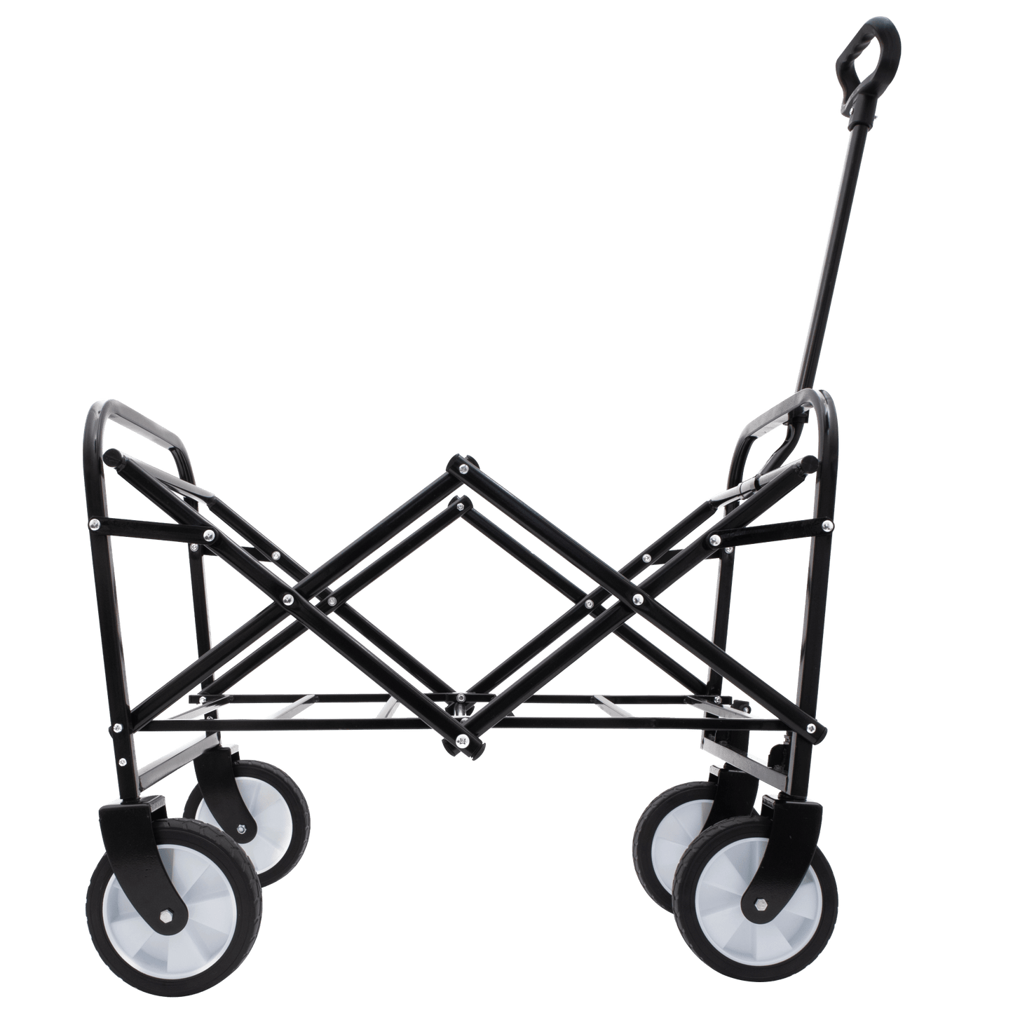 Collapsible Foldable Utility Wagon Cart With Strapping System For Beach Camping Shopping Gardening Fishing Supports 225lbs All-Terrain Wheels Black
