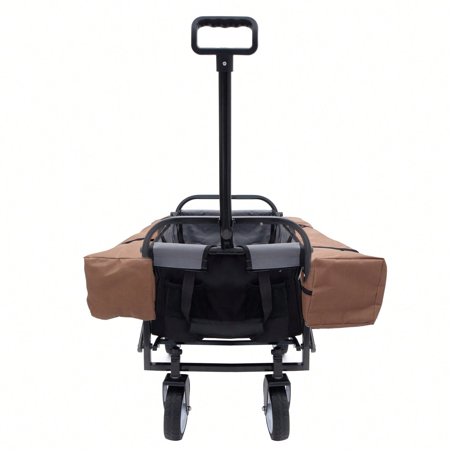 Collapsible Foldable Utility Wagon Cart With Strapping System For Beach Camping Shopping Gardening Fishing Supports 225lbs All-Terrain Wheels Black
