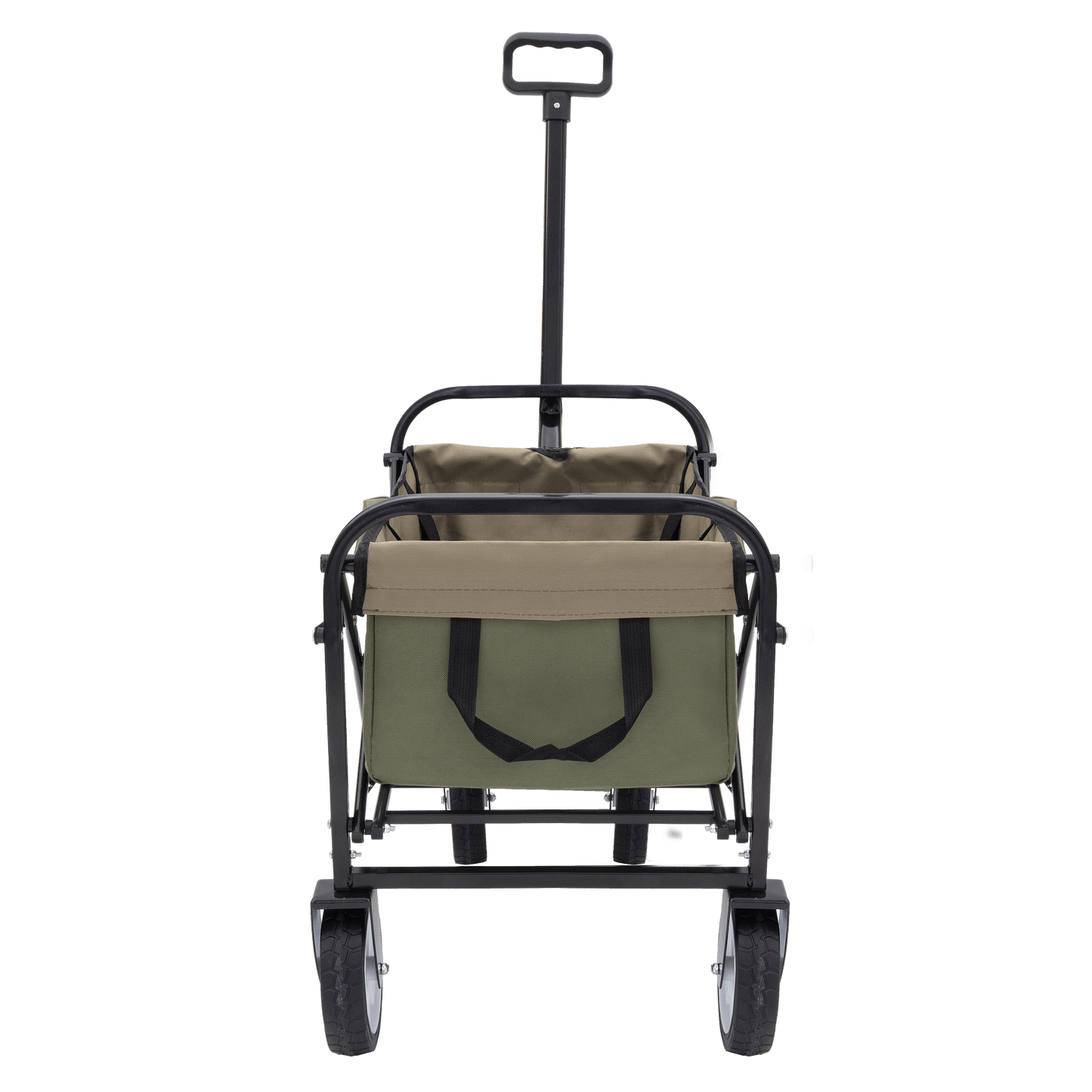 Collapsible Foldable Utility Wagon Cart With Strapping System For Beach Camping Shopping Gardening Fishing Supports 225lbs All-Terrain Wheels Black