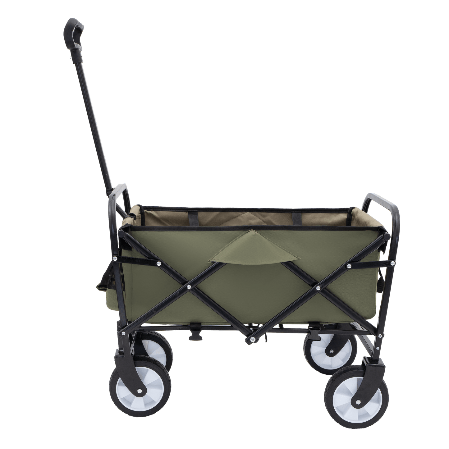 Collapsible Foldable Utility Wagon Cart With Strapping System For Beach Camping Shopping Gardening Fishing Supports 225lbs All-Terrain Wheels Black