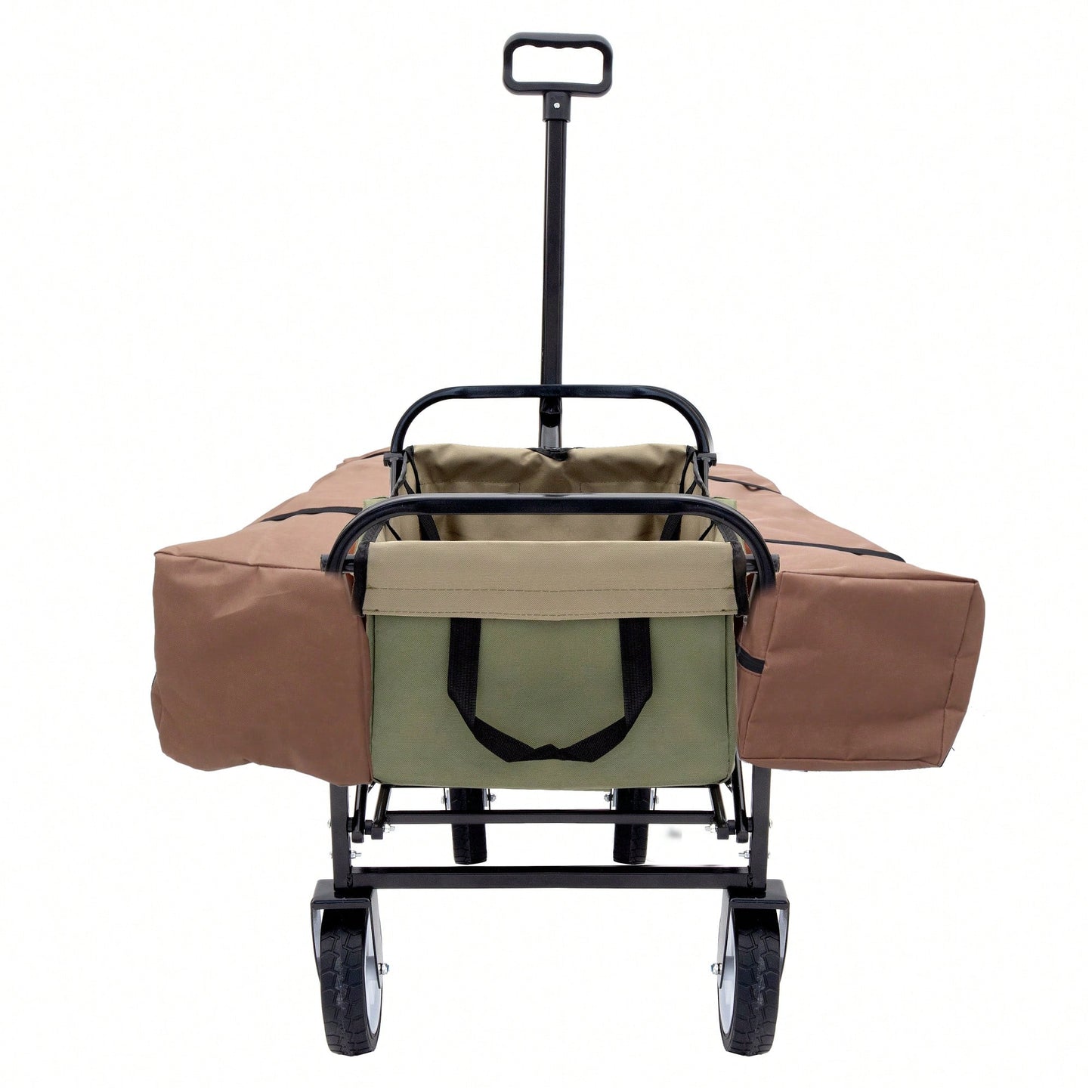 Collapsible Foldable Utility Wagon Cart With Strapping System For Beach Camping Shopping Gardening Fishing Supports 225lbs All-Terrain Wheels Black