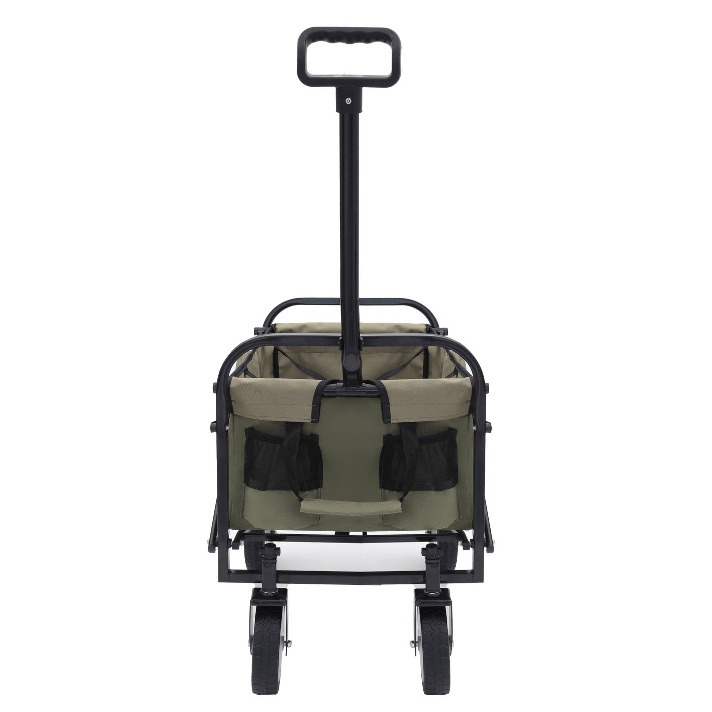 Collapsible Foldable Utility Wagon Cart With Strapping System For Beach Camping Shopping Gardening Fishing Supports 225lbs All-Terrain Wheels Black