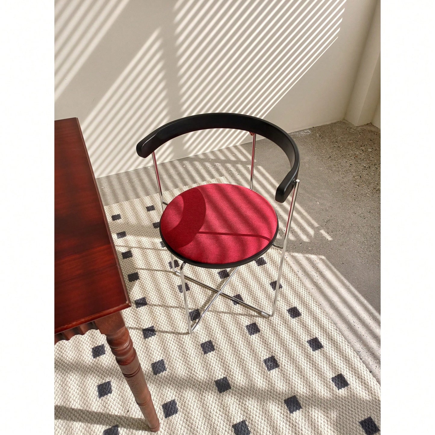 Modern Upholstered Folding Chair With Chrome Frame And Wooden Back For Dining Room Living Room Kitchen - Red