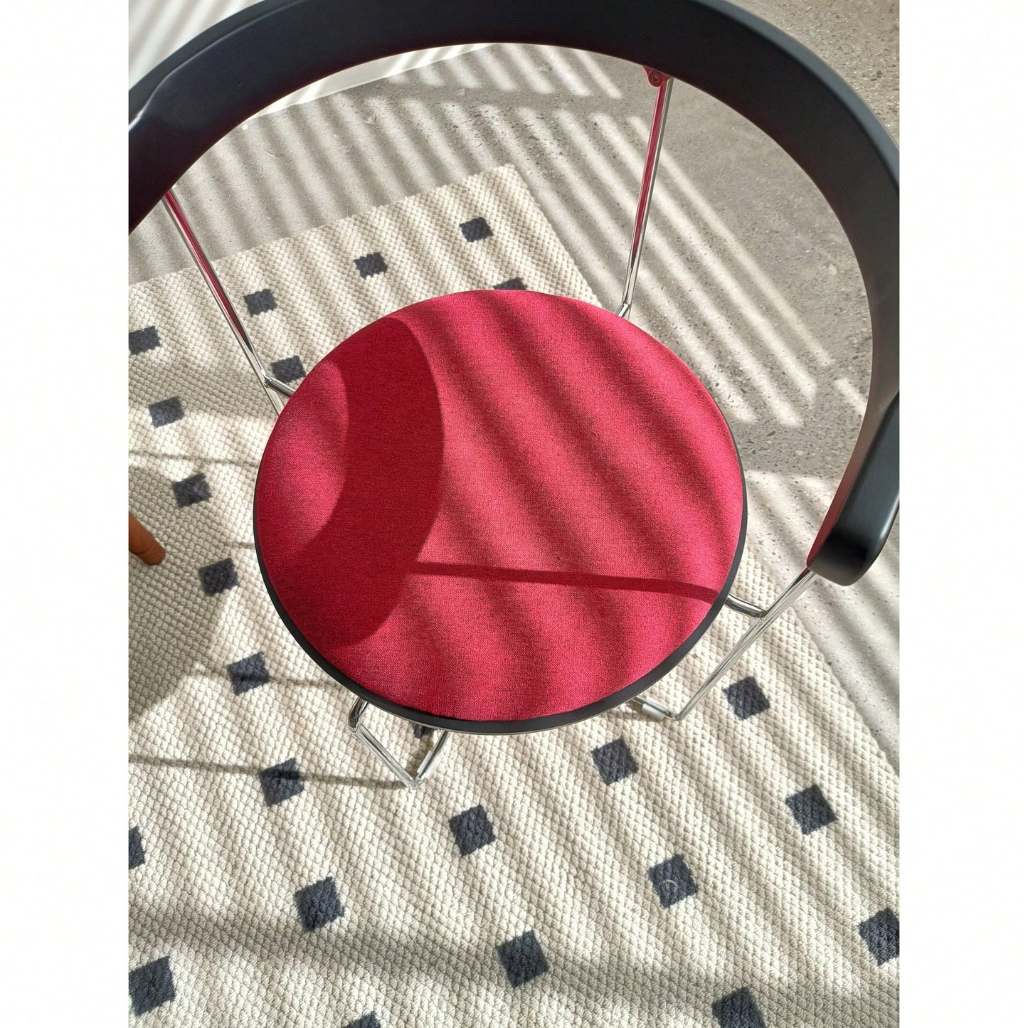 Modern Upholstered Folding Chair With Chrome Frame And Wooden Back For Dining Room Living Room Kitchen - Red