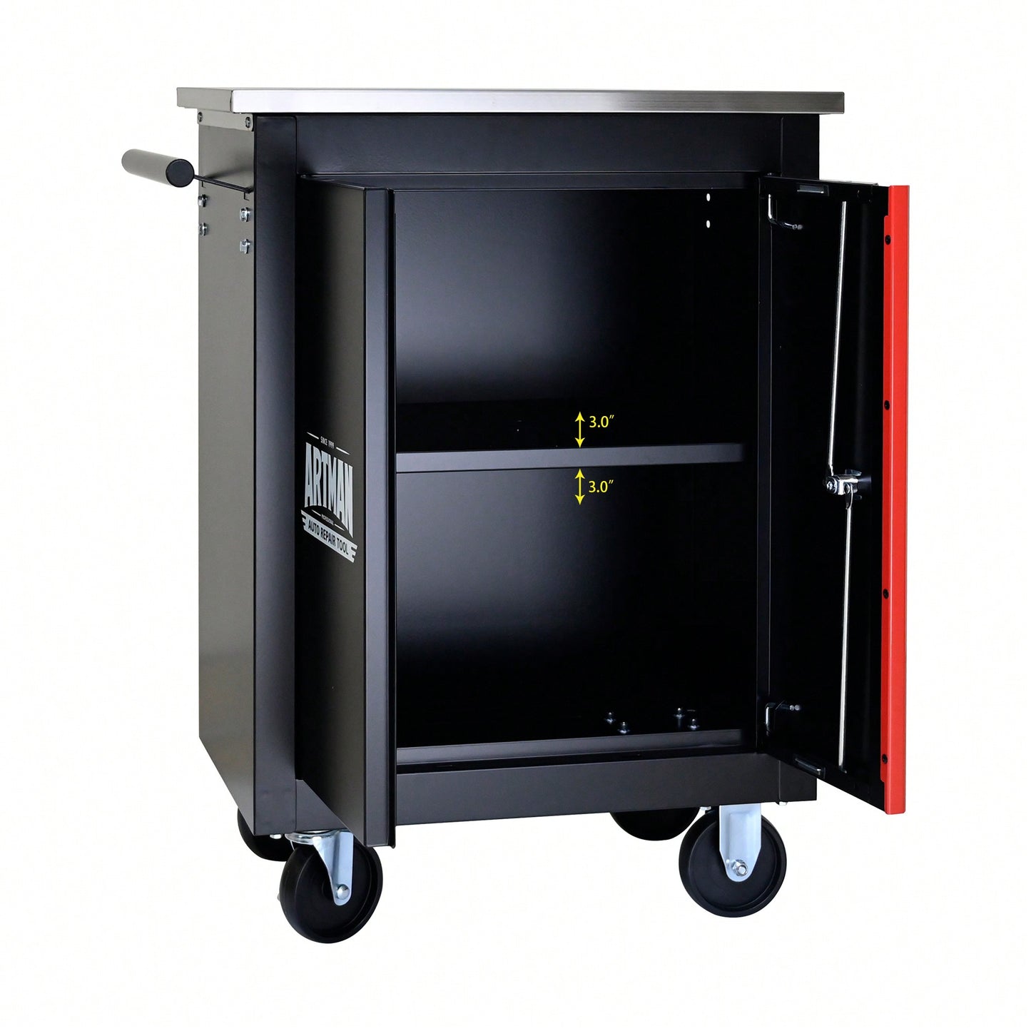 Multi-Functional Double-Door Clapboard Tool Cart In Black And Red
