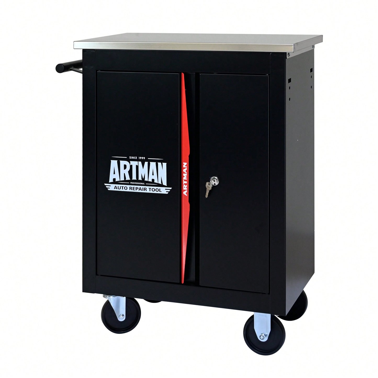 Multi-Functional Double-Door Clapboard Tool Cart In Black And Red