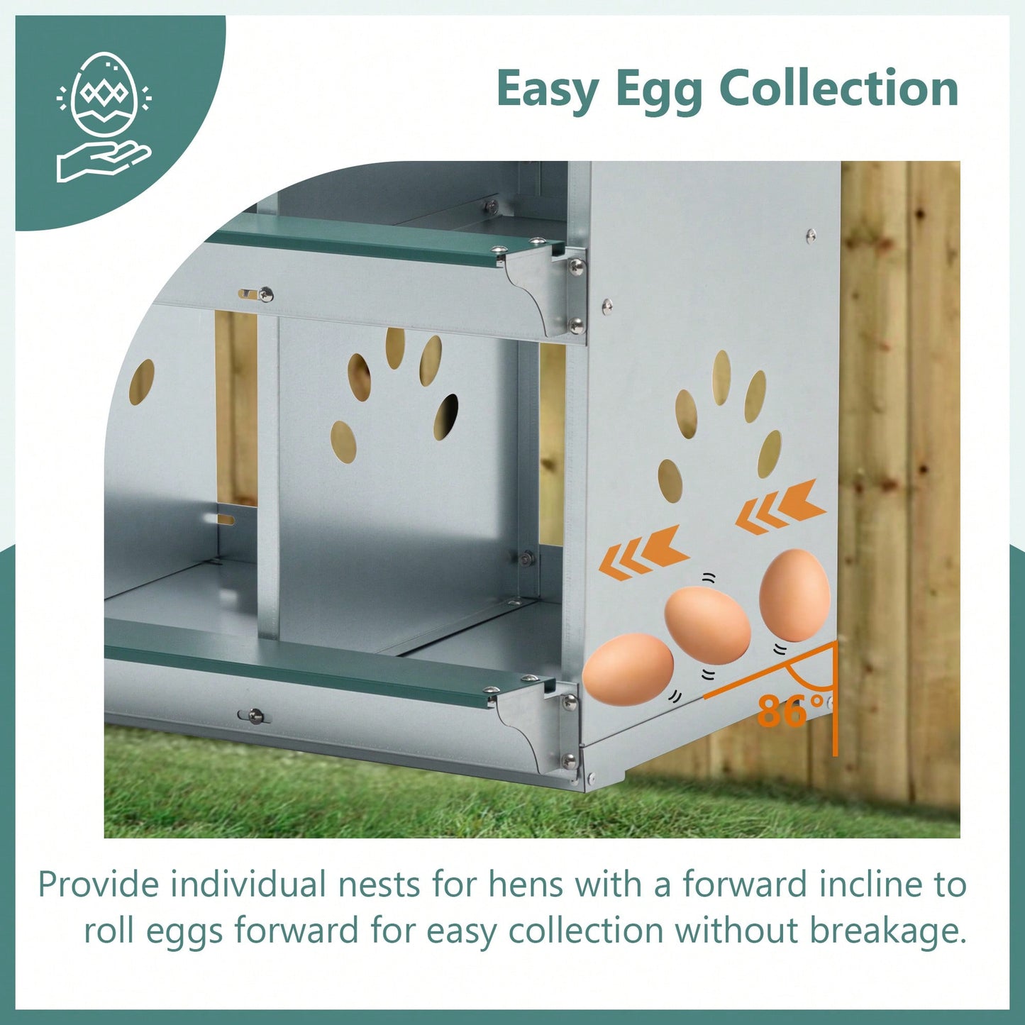 Metal Chicken Nesting Box With 6 Rooms Galvanized Steel Hens Easy Assembly