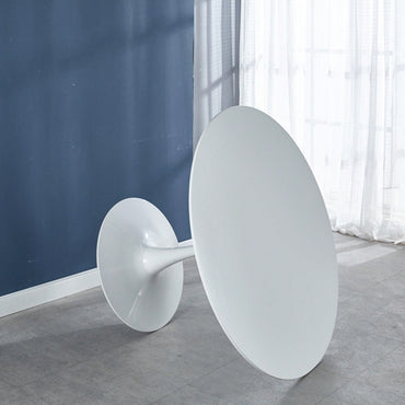 Mid-Century Modern Round Dining Table For 4-6 People With MDF Top And Elegant Pedestal Base