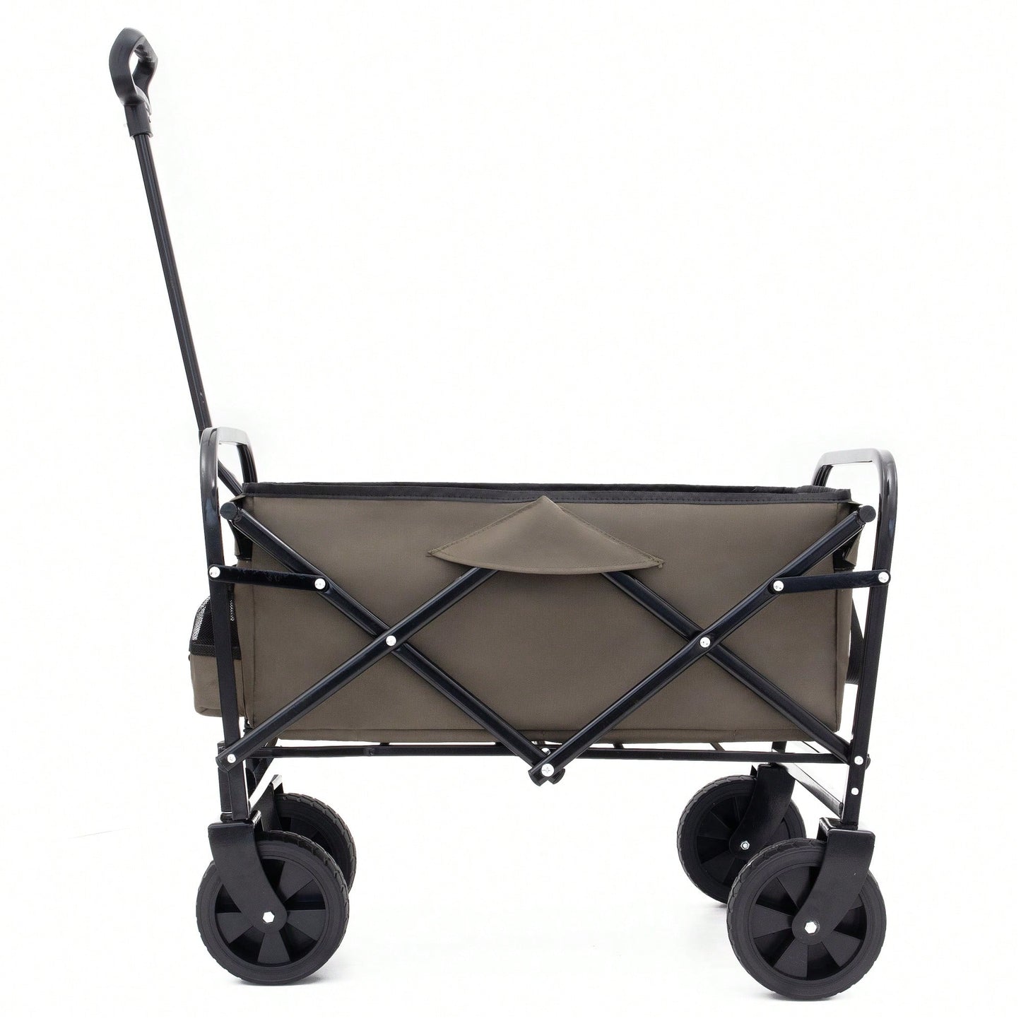Collapsible Heavy Duty Utility Cart With 3 Plastic Liner Bags For Camping And Grocery Shopping - Olive Green Beach Wagon