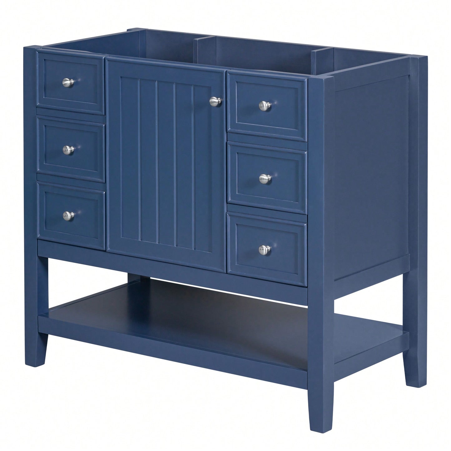 36 Inch Blue Bathroom Vanity Cabinet Base With One Cabinet And Three Drawers