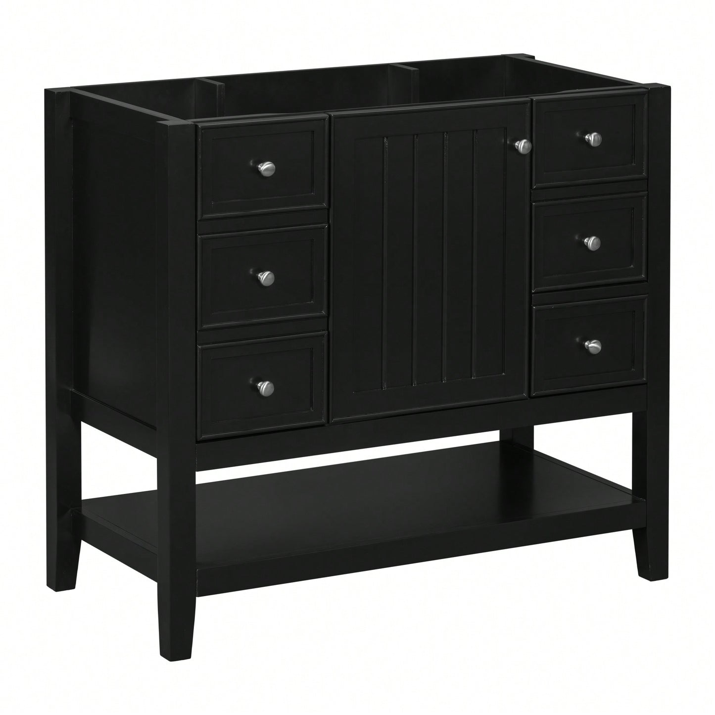 36 Inch Blue Bathroom Vanity Cabinet Base With One Cabinet And Three Drawers