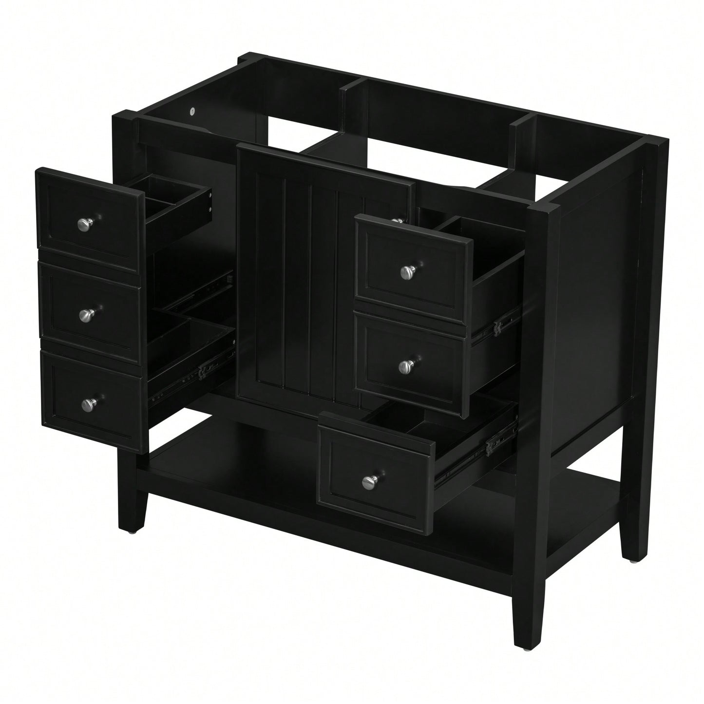 36 Inch Blue Bathroom Vanity Cabinet Base With One Cabinet And Three Drawers