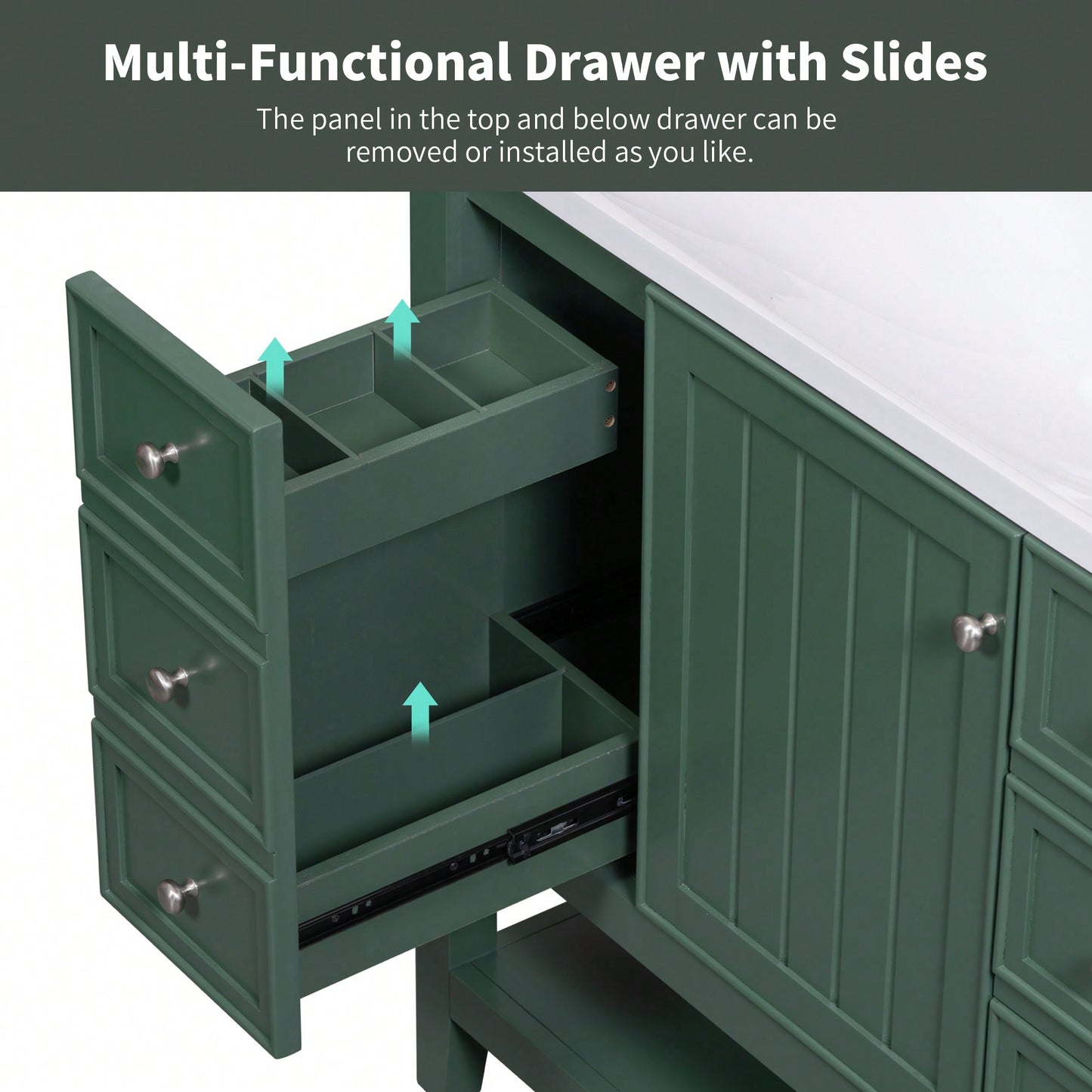 36 Inch Blue Bathroom Vanity Cabinet Base With One Cabinet And Three Drawers