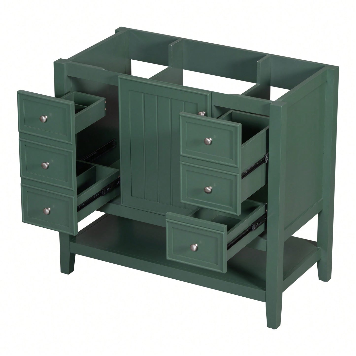 36 Inch Blue Bathroom Vanity Cabinet Base With One Cabinet And Three Drawers