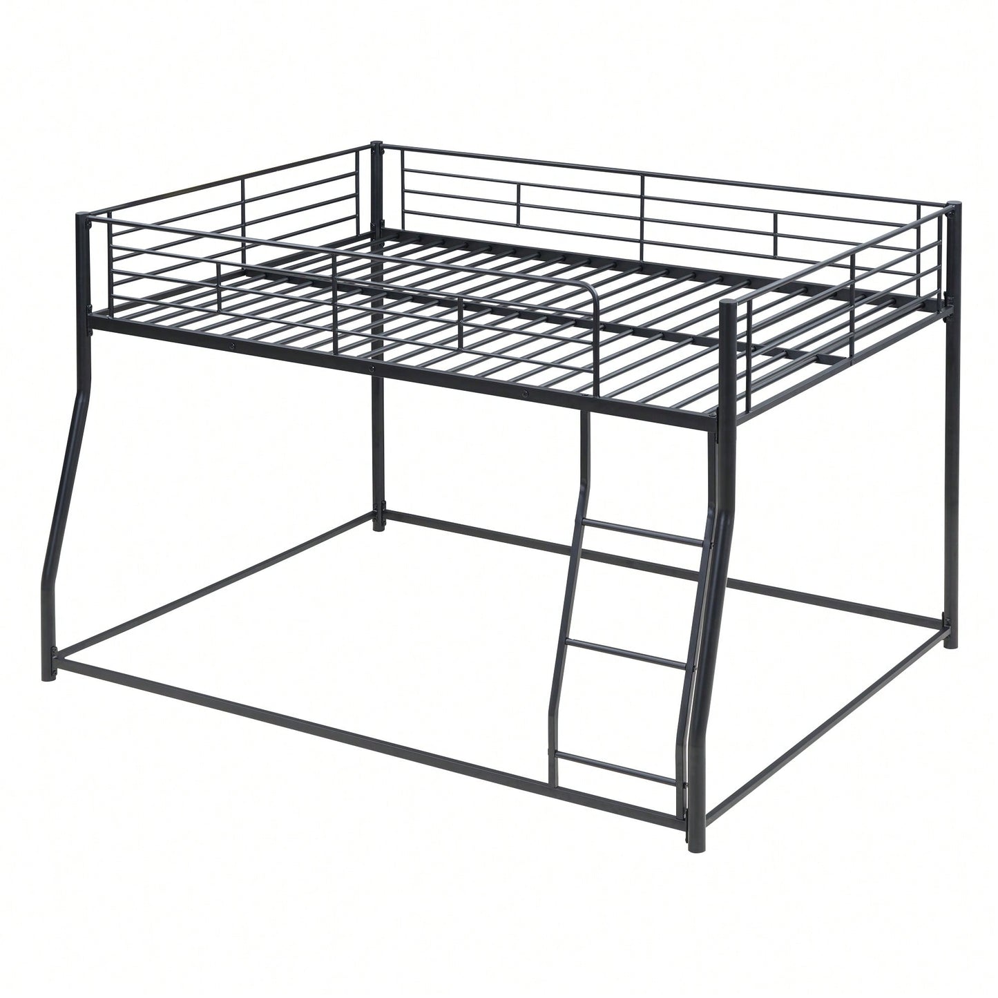 Full XL Over Queen Metal Bunk Bed In Black Finish For Space-Saving Sleeping Solution