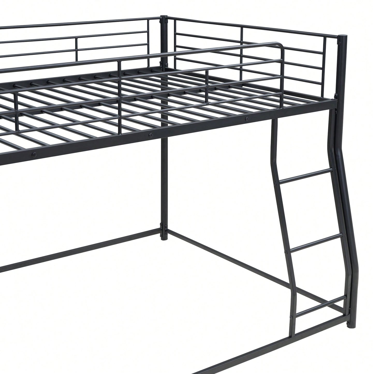 Full XL Over Queen Metal Bunk Bed In Black Finish For Space-Saving Sleeping Solution