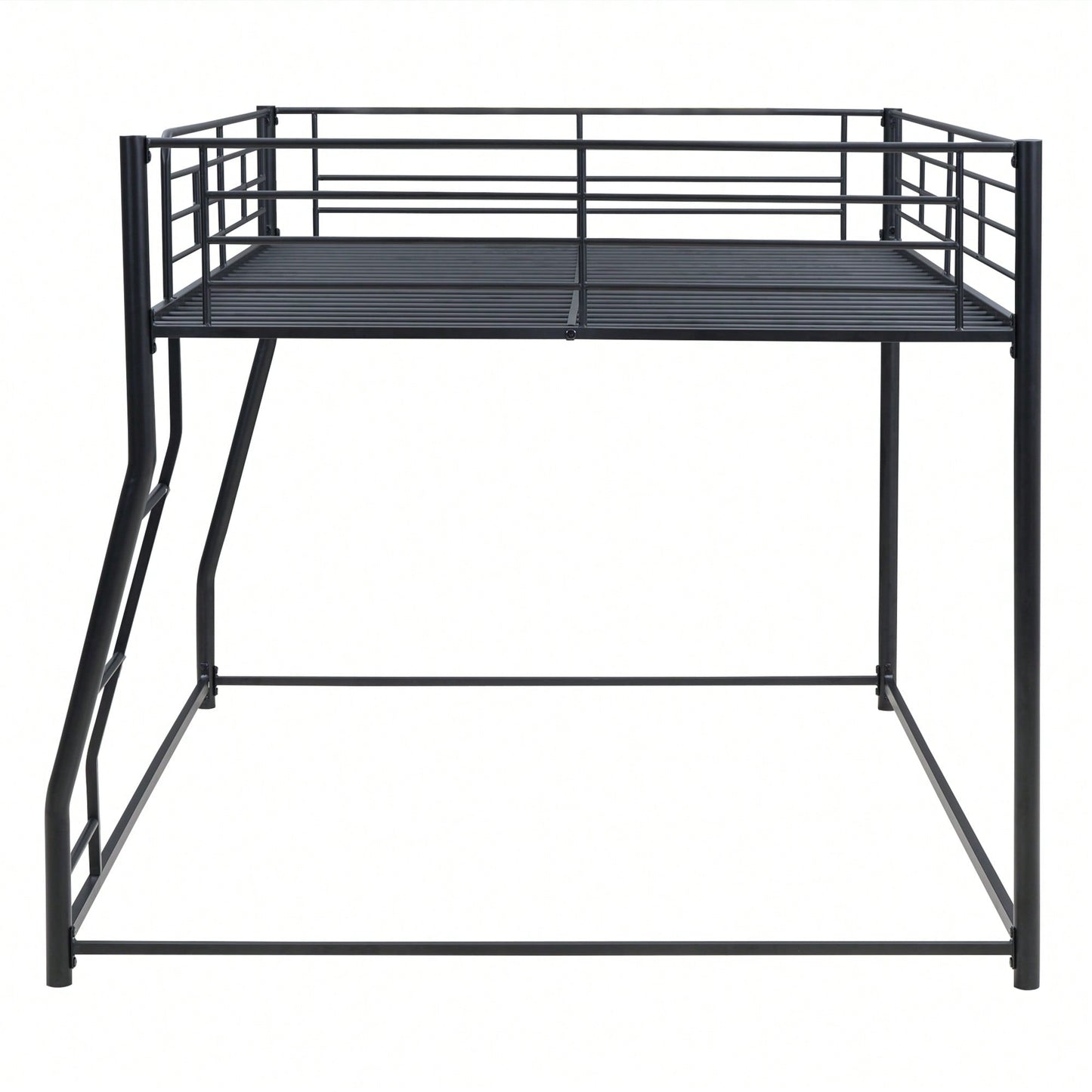 Full XL Over Queen Metal Bunk Bed In Black Finish For Space-Saving Sleeping Solution