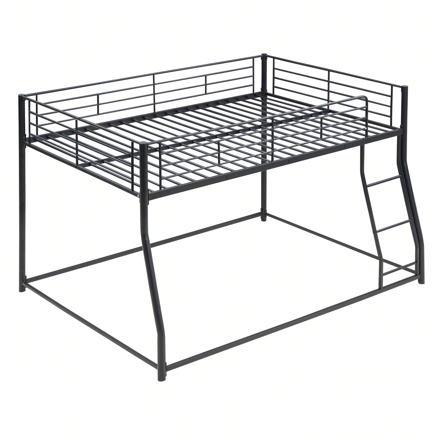 Full XL Over Queen Metal Bunk Bed In Black Finish For Space-Saving Sleeping Solution