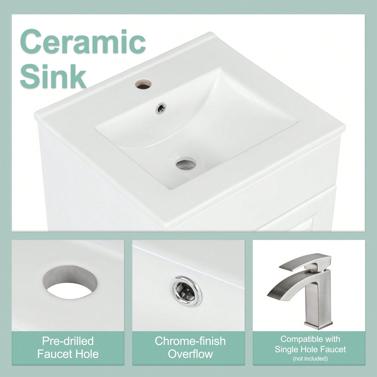 Compact Black Bathroom Vanity With Sink And Adjustable Storage Shelf