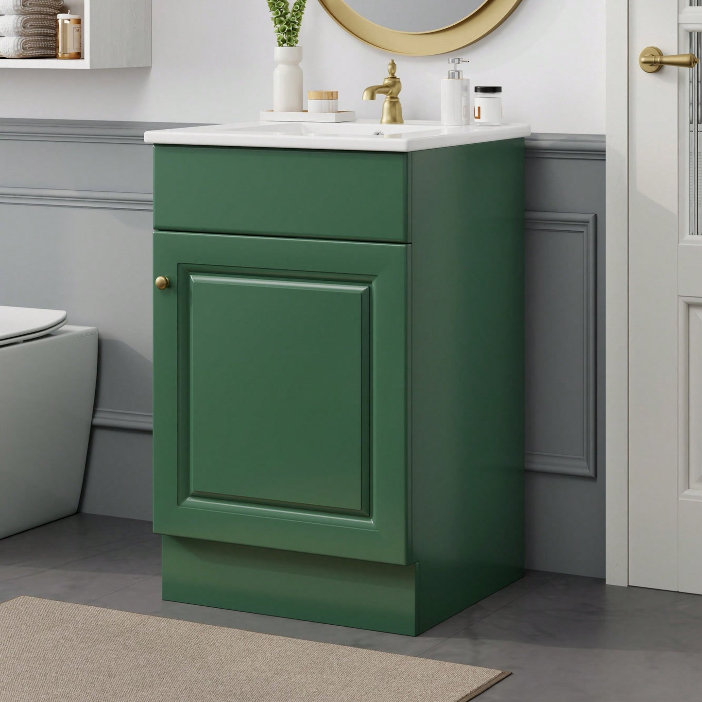 Compact Black Bathroom Vanity With Sink And Adjustable Storage Shelf