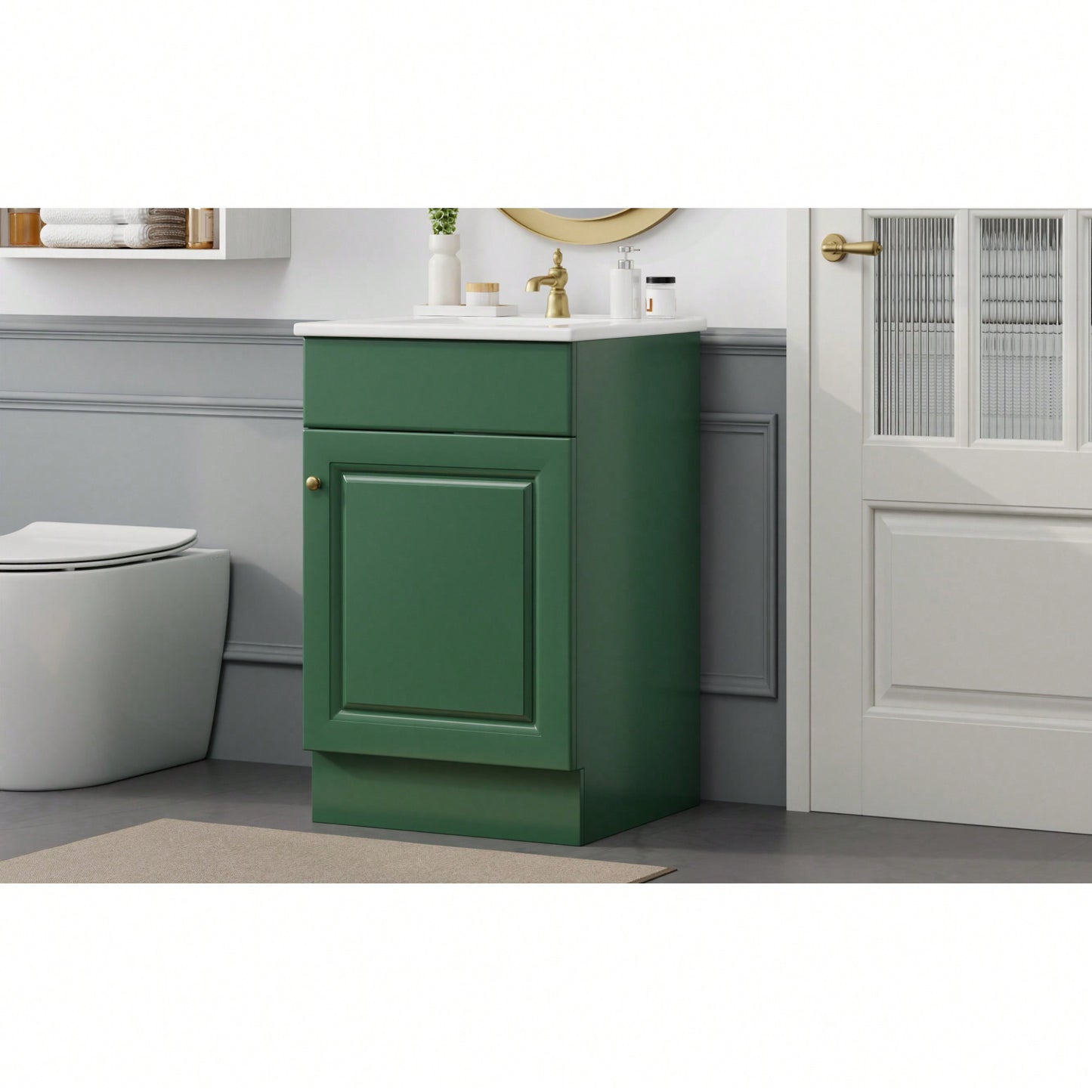 Compact Black Bathroom Vanity With Sink And Adjustable Storage Shelf