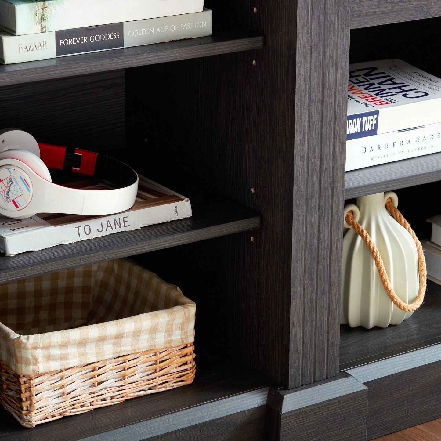 Modern Grey Media Console Table With Ample Storage For TV And Entertainment Systems 65.75"W 17"D 32.48"H