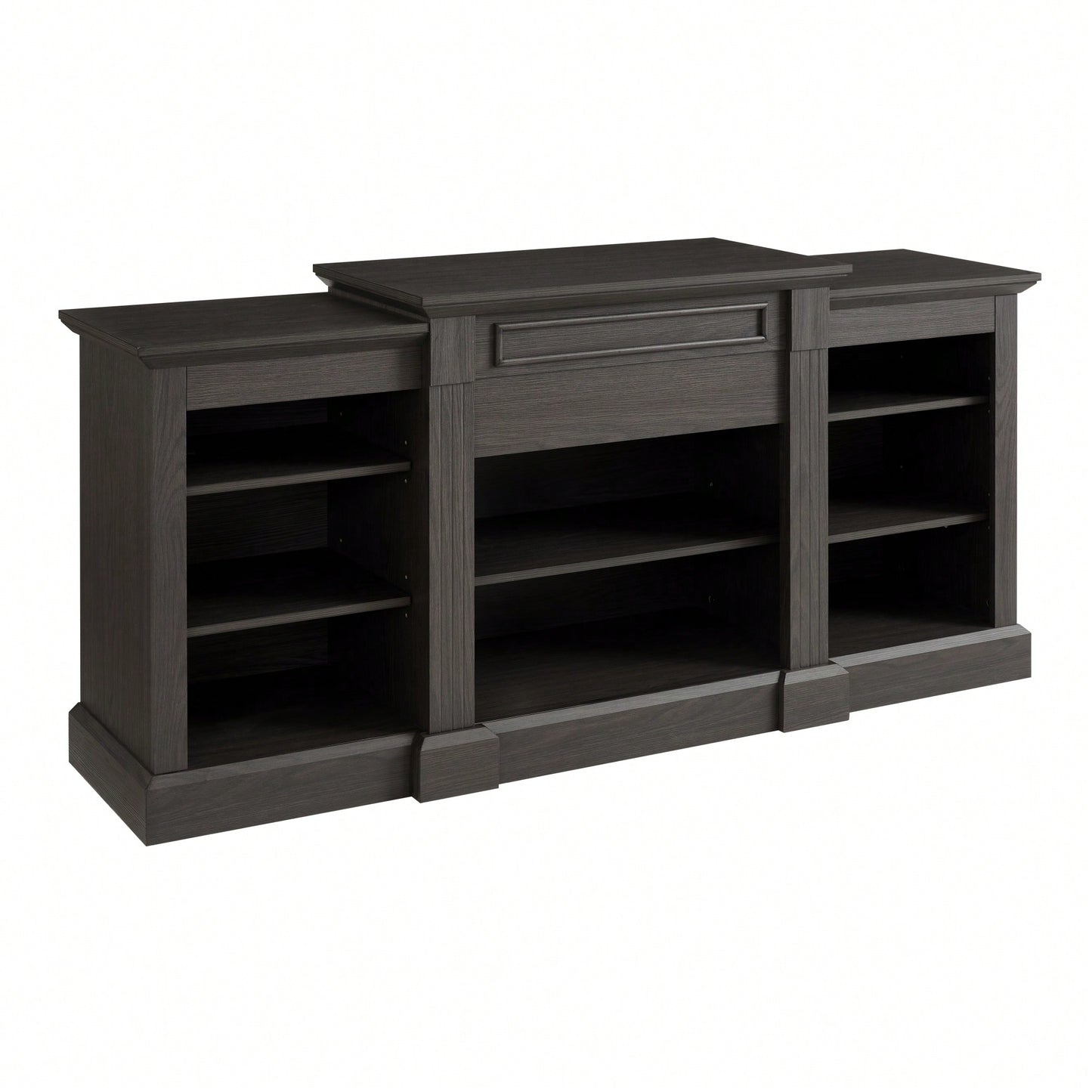 Modern Grey Media Console Table With Ample Storage For TV And Entertainment Systems 65.75"W 17"D 32.48"H