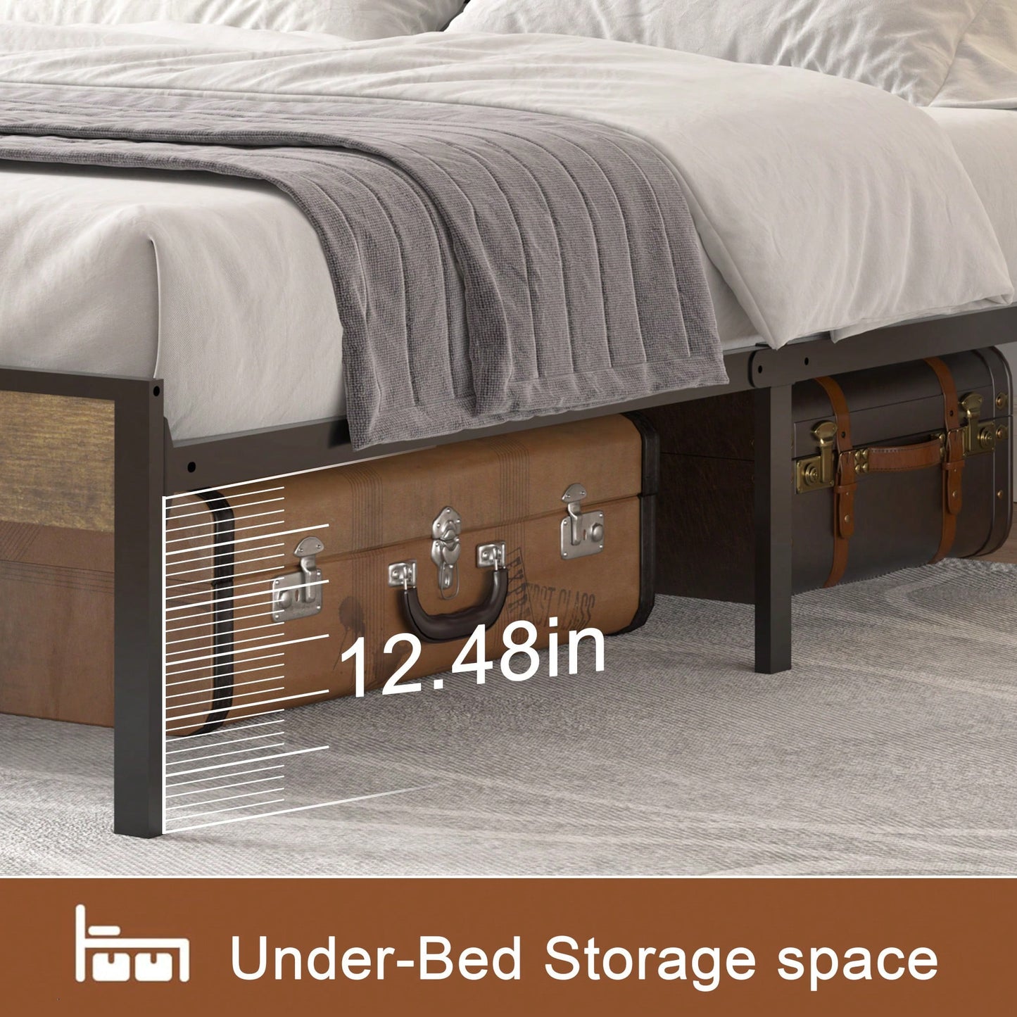 Queen Size Platform Bed Frame With Storage And LED Lights, Velvet Headboard With Bookcase Shelves, No Box Spring Required, Noise Free Design