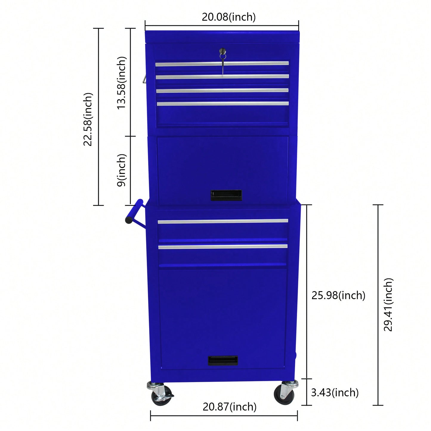 Rolling Tool Chest With 6 Lockable Drawers And Detachable Toolbox For Garage And Workshop Storage - Blue