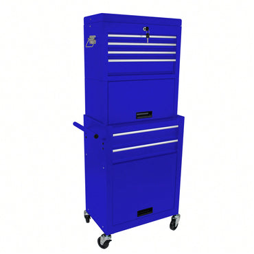 Rolling Tool Chest With 6 Lockable Drawers And Detachable Toolbox For Garage And Workshop Storage - Blue
